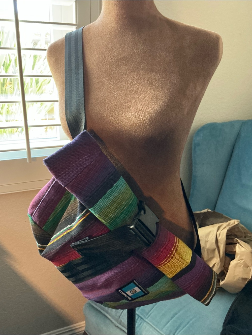 Ethnotek Colorful Striped Crossbody Sling Bag - Multicolor